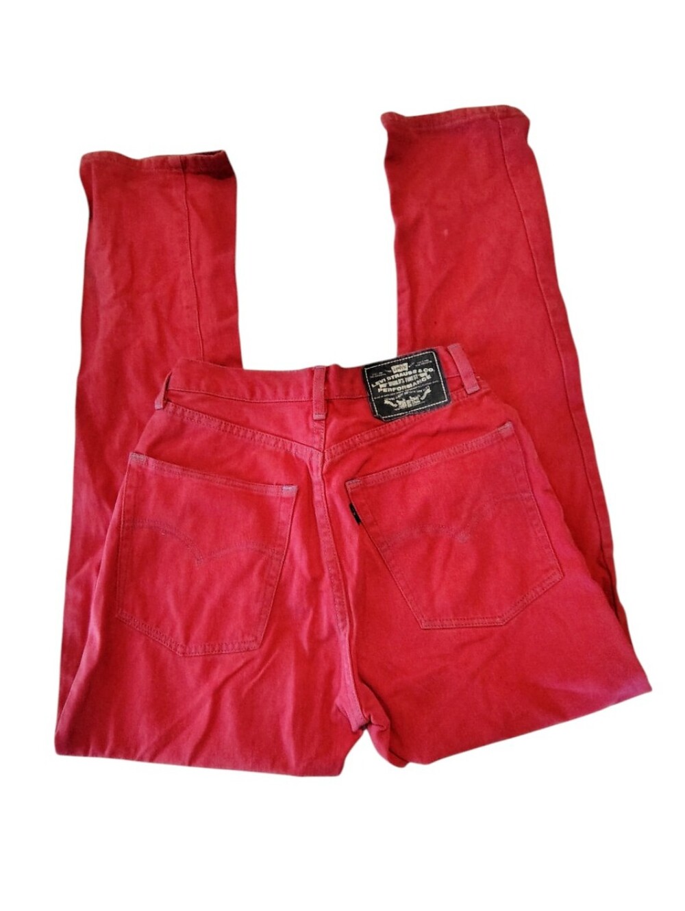Vintage Levi's Red Denim Straight Leg Jeans Size 11 Or 24 Inches Waist Kids
